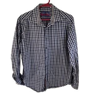 Robert Graham Men's M Checkered Plaid Button Up Contrasting Cuffs Casual